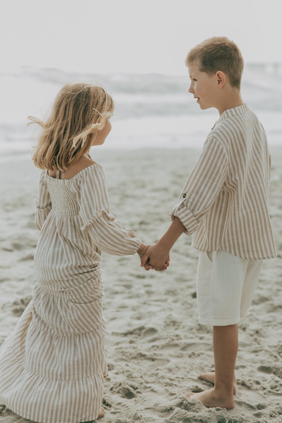 SS Boy's Top Ty Shirt (driftwood stripe linen)