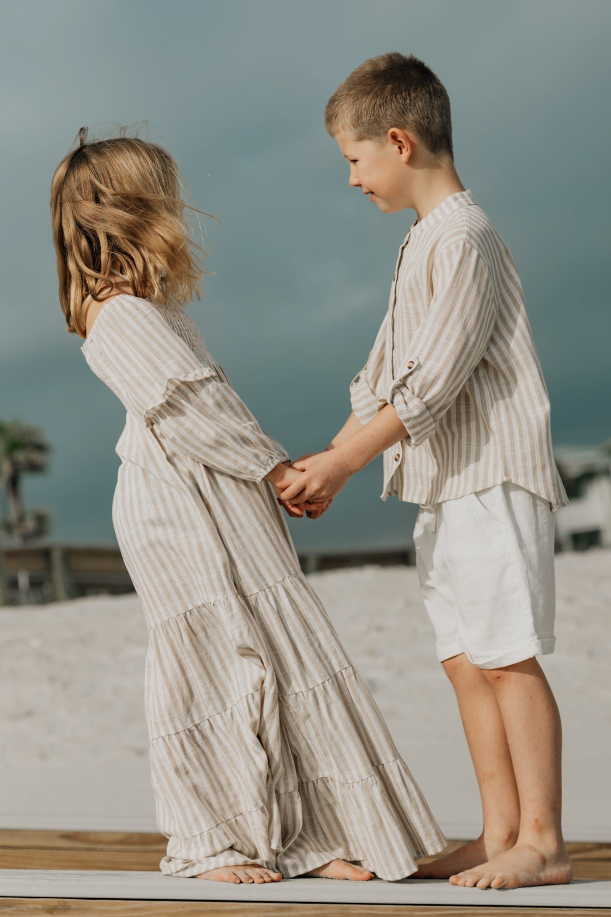 SS Boy's Top Ty Shirt (driftwood stripe linen)