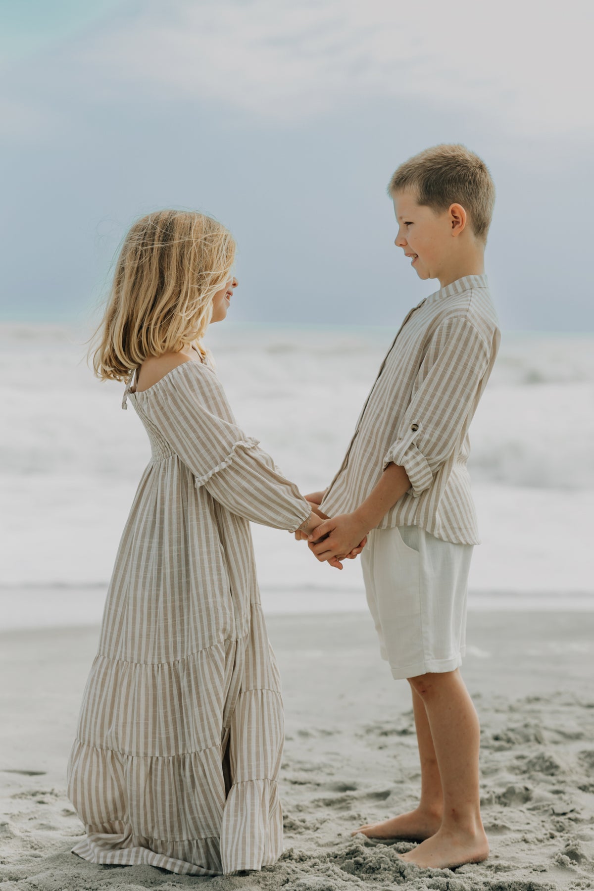 SS Boy's Top Ty Shirt (driftwood stripe linen)