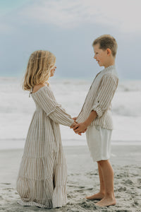 SS Boy's Top Ty Shirt (driftwood stripe linen)