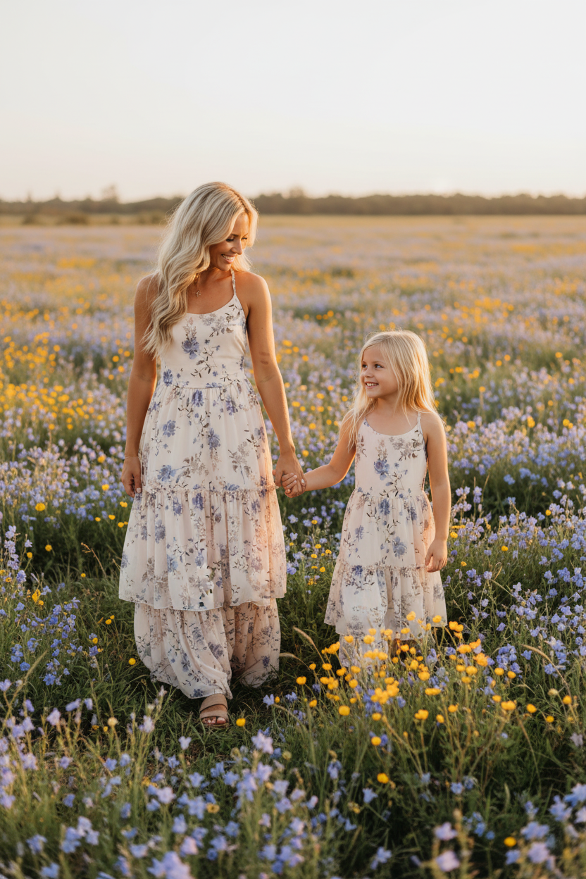 SS Girl's Dress Wendy Dress (floral blue chiffon)