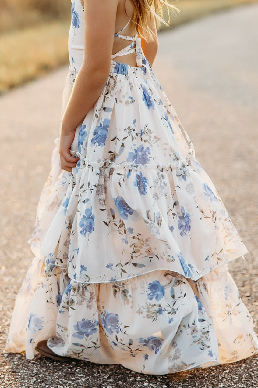 SS Girl's Dress Wendy Dress (floral blue chiffon)