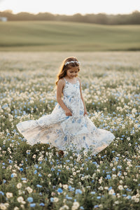 SS Girl's Dress Wendy Dress (floral blue chiffon)