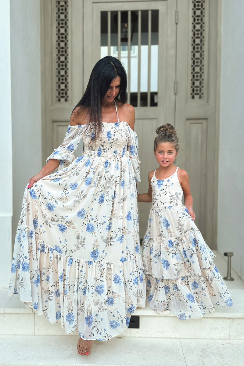 Wendy Dress (floral blue chiffon) 4T