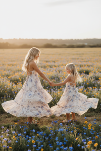 SS Girl's Dress Wendy Dress (floral blue chiffon)