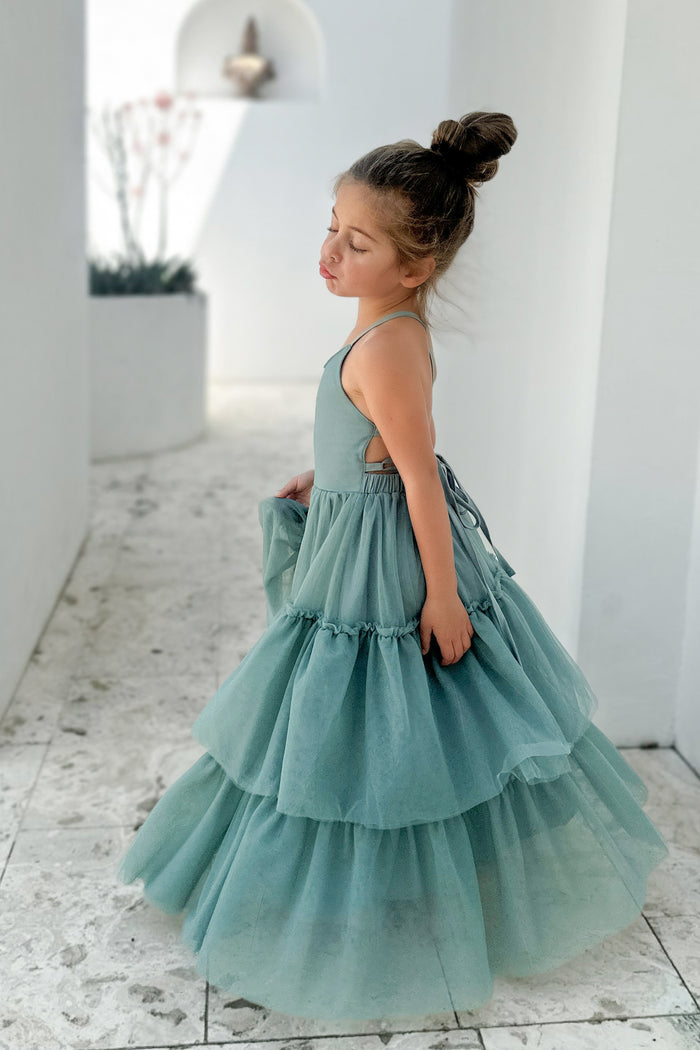 Wendy Dress (soft teal tulle) 12Y