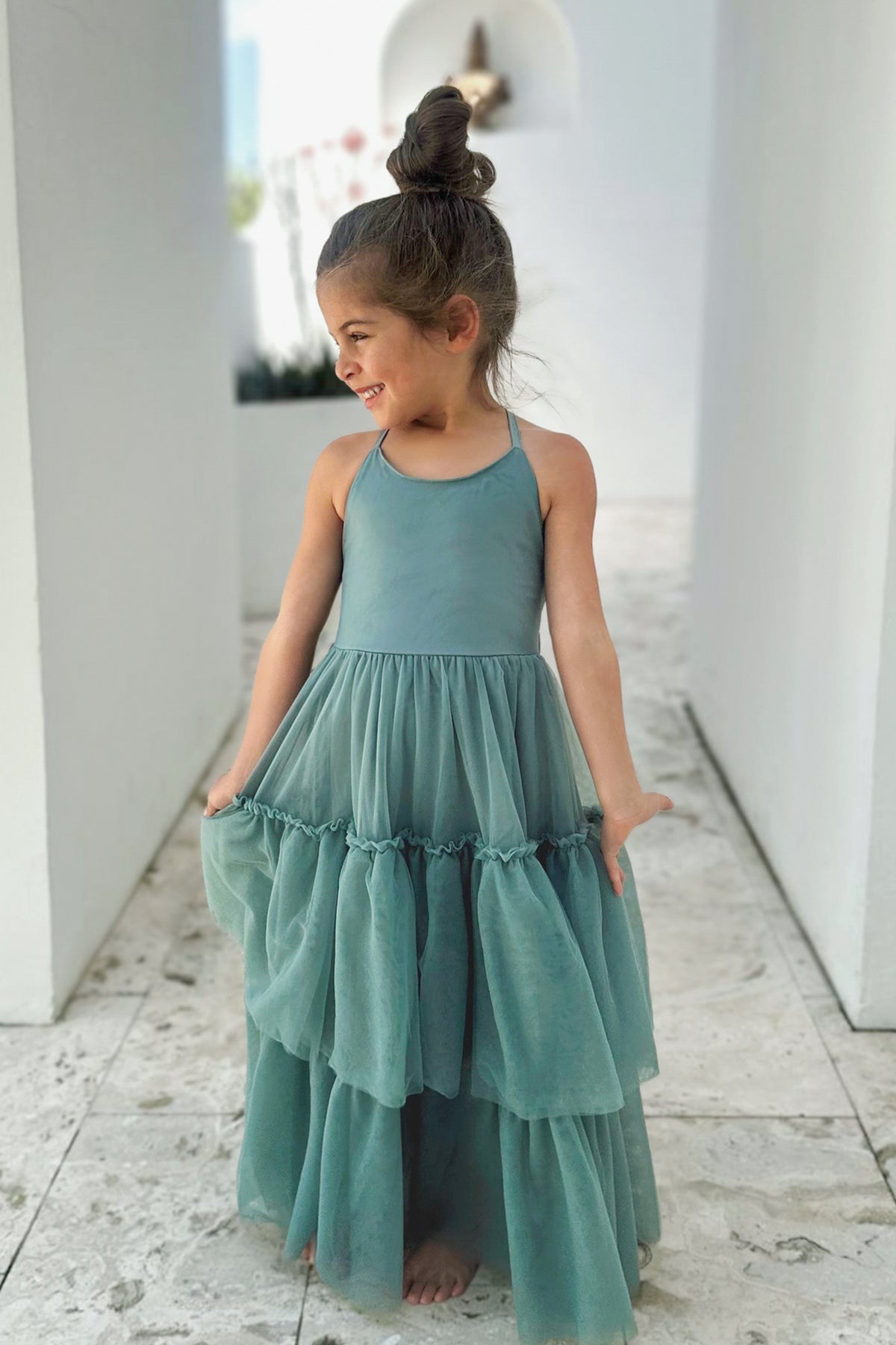 SS Girl's Dress Wendy Dress (soft teal tulle)