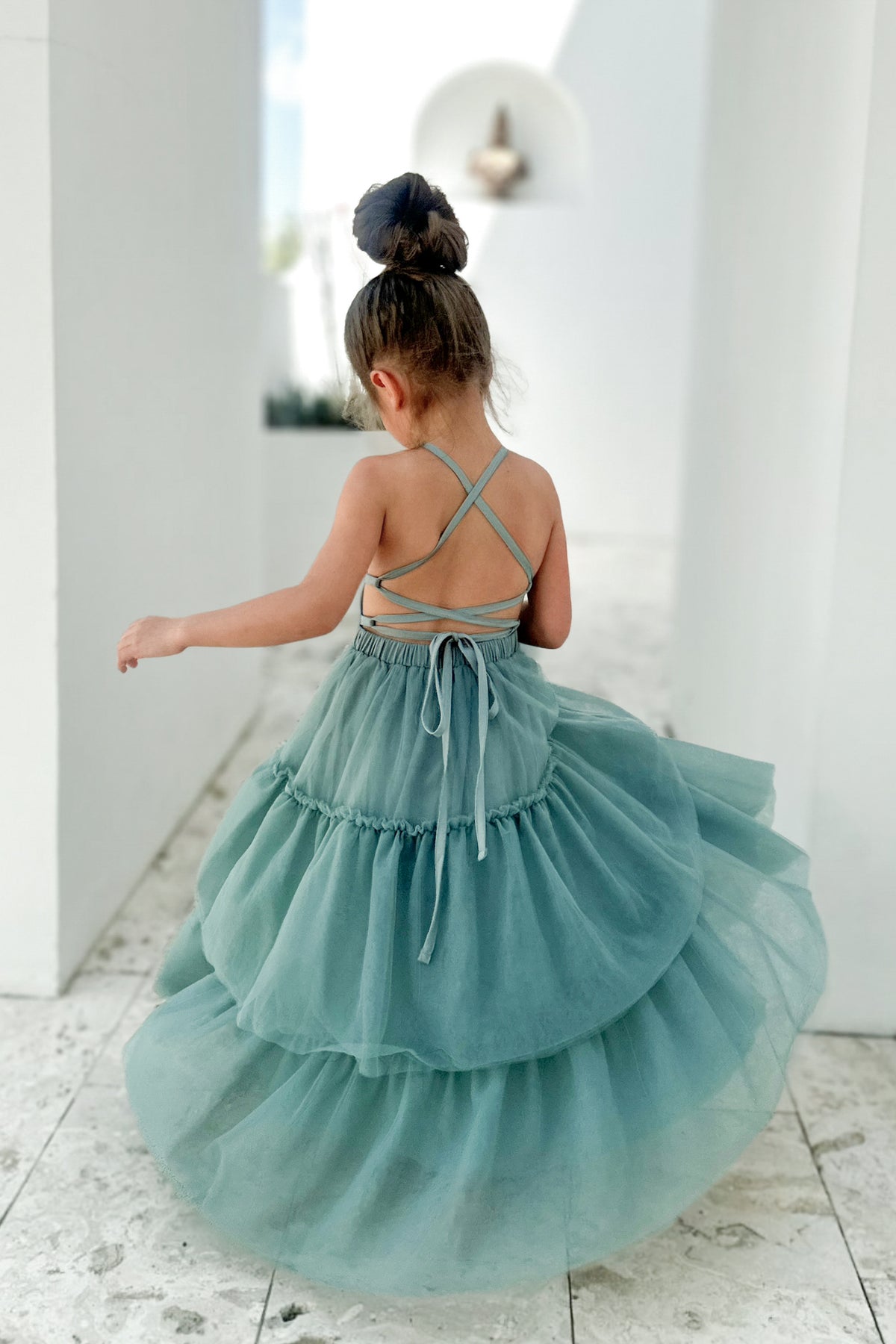 SS Girl's Dress Wendy Dress (soft teal tulle)