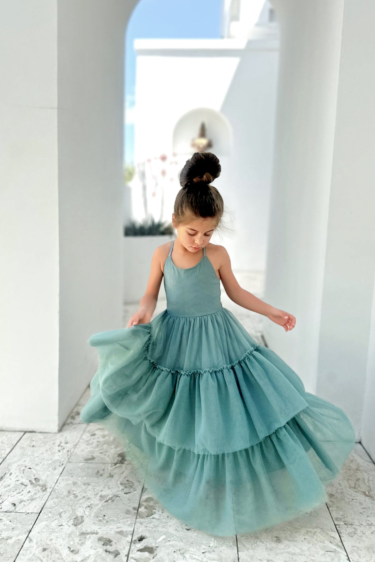 SS Girl's Dress Wendy Dress (soft teal tulle)