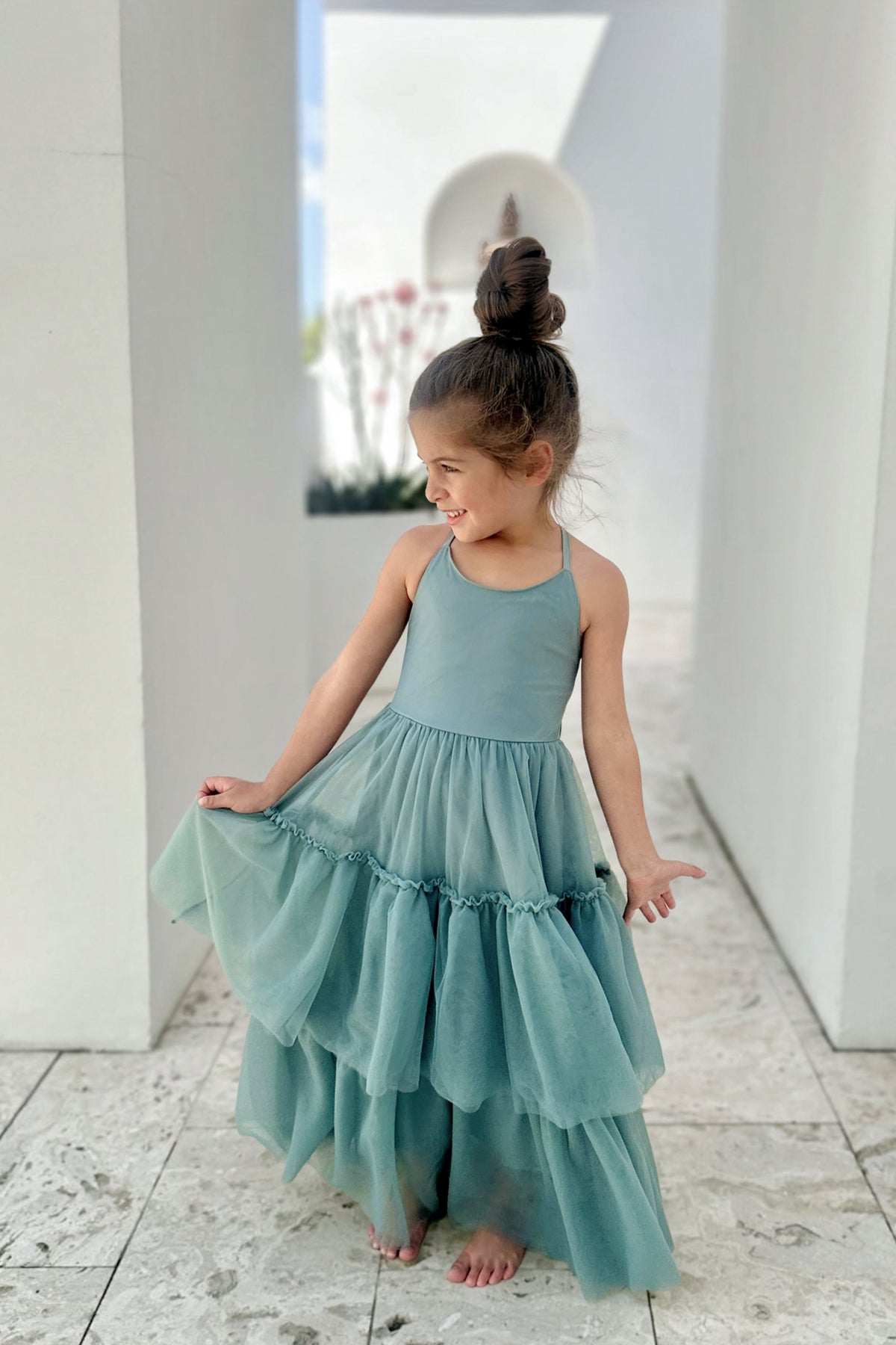 SS Girl's Dress Wendy Dress (soft teal tulle)