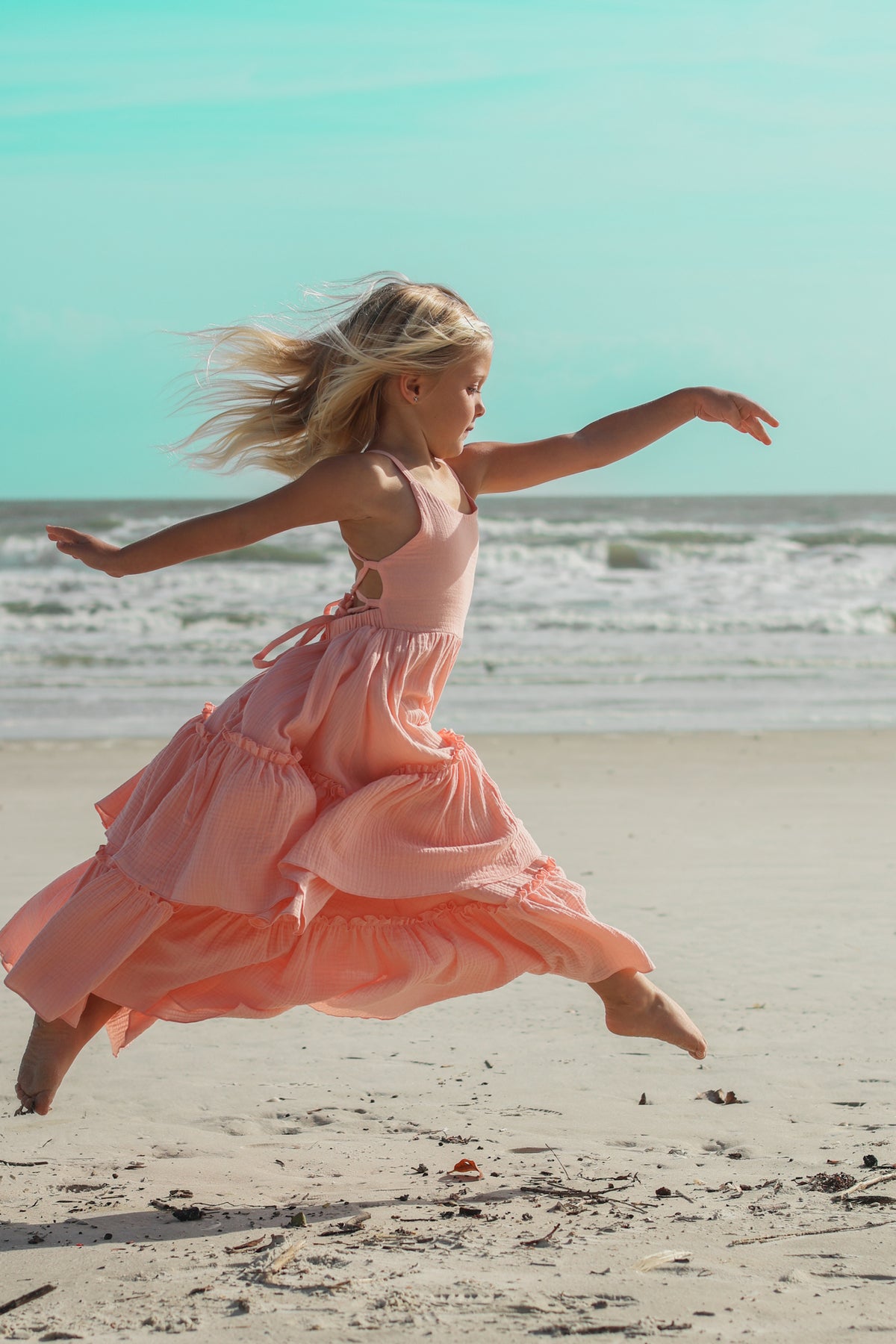 SS Girl's Dress Wendy Dress (vibrant coral muslin)