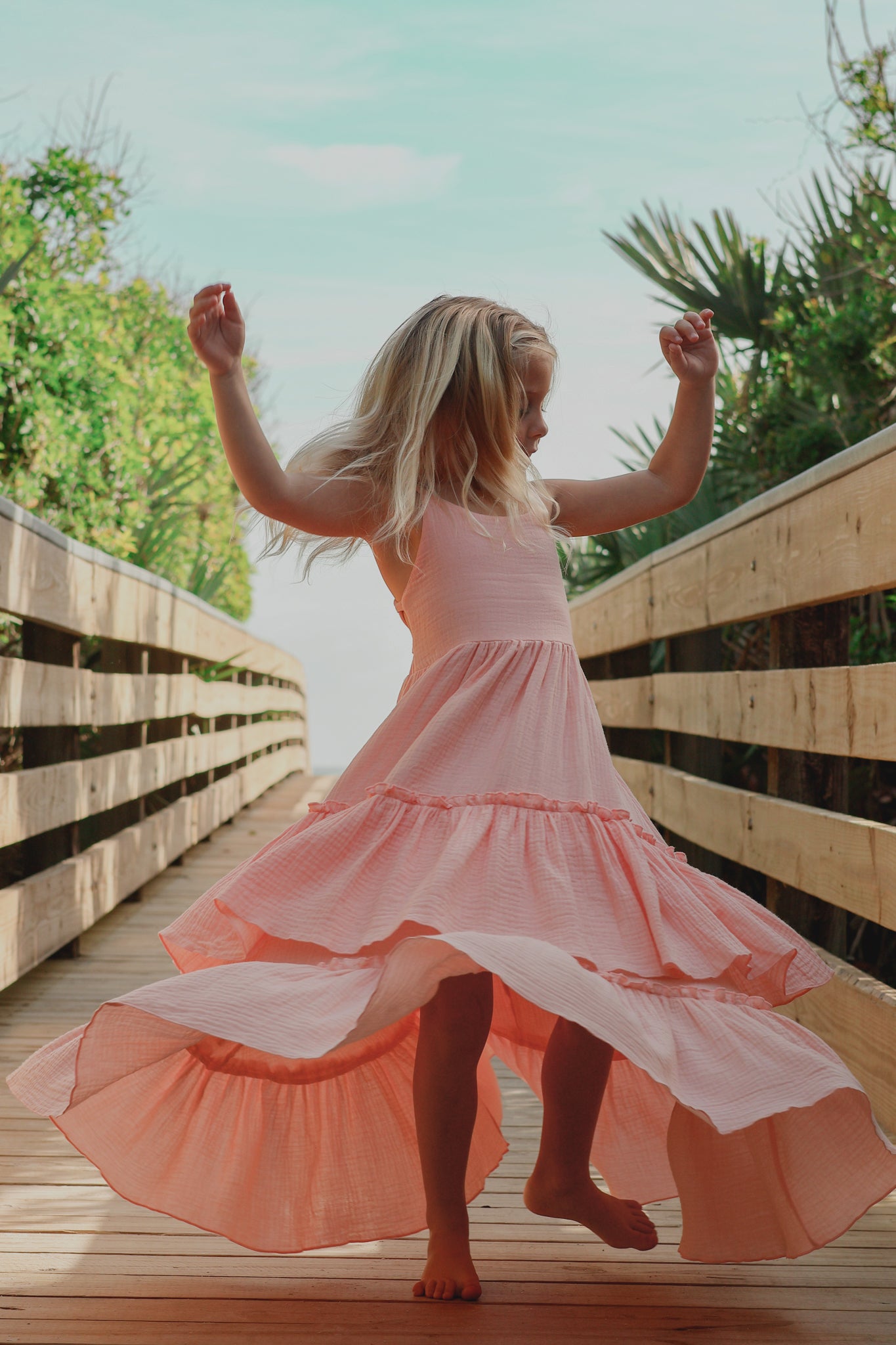 Wendy Dress (vibrant coral muslin) FINAL SALE – INDIE BLUE
