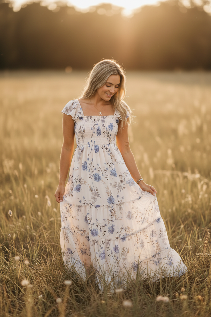 Floral Dress Marabella Dress Reformation Women's Marabella Dress (floral Blue Chiffon) INDIE BLUE Floral Dress Marabella Dress Reformation Women's Marabella Dress (floral Blue Chiffon) INDIE BLUE