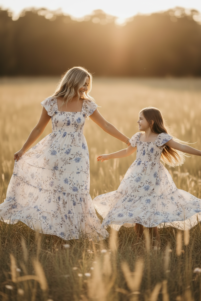 SS Women's Dress Women's Marabella Dress (floral blue chiffon)