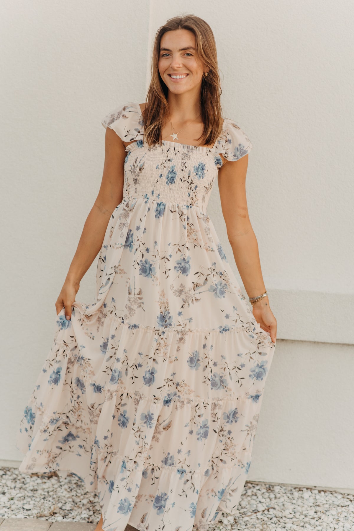 Women's Marabella Dress (floral blue chiffon) INDIE BLUE Women's Marabella Dress (floral blue chiffon) INDIE BLUE