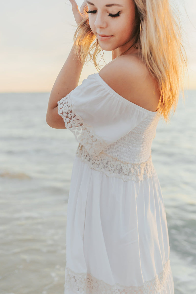 white beach lace dress Women's Marabella Dress (lace) L