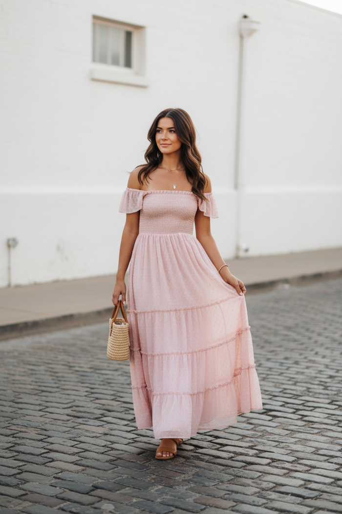 SS Women's Dress Women's Marabella Dress (petal pink swiss dot)