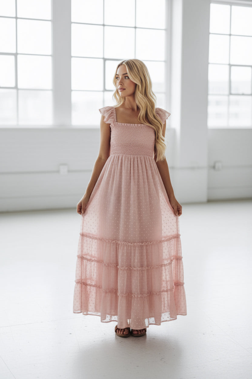Women's Marabella Dress (petal pink swiss dot) – INDIE BLUE