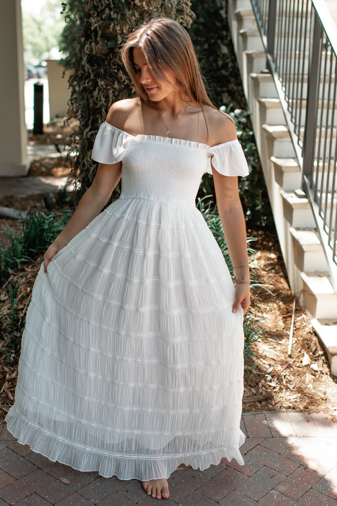 近年 ボーダーズアットバルコニー MERMAID DRESS 36 ホワイト Women's Marabella Dress (white chiffon) – INDIE BLUE