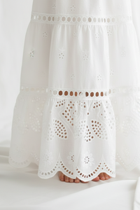 INDIE BLUE Girl's Dress Mary Dress (white eyelet)