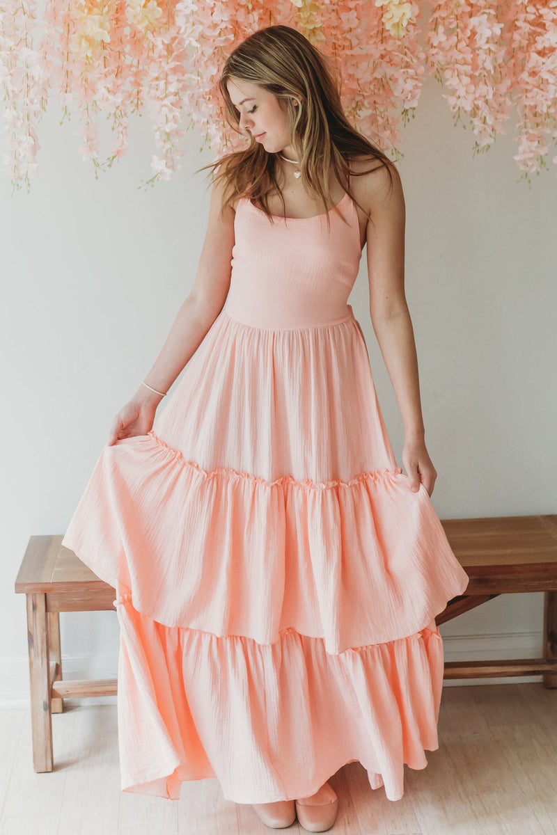 Women's Wendy Dress (vibrant coral muslin) SUMMER SALE XL