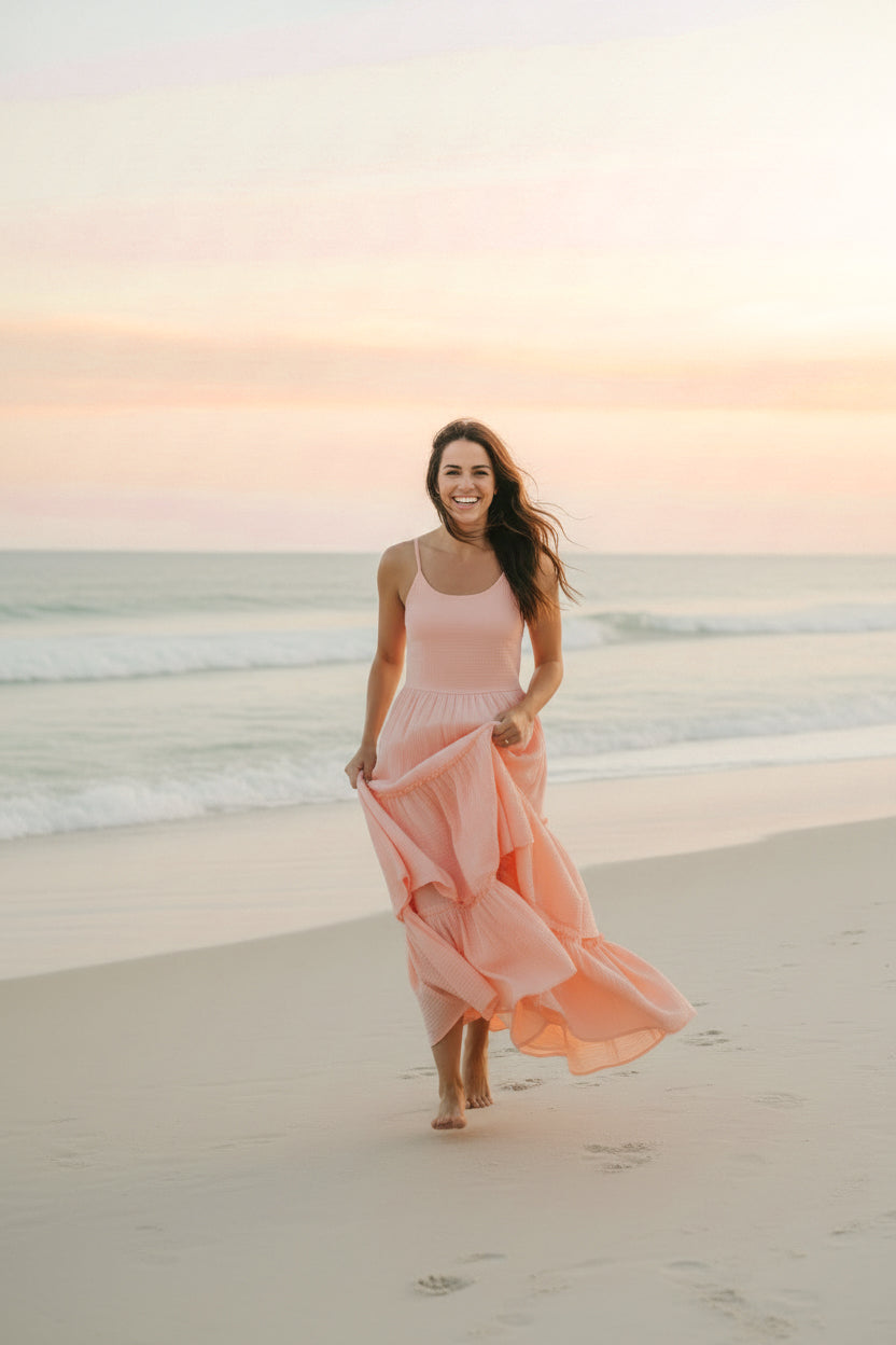 Women's Wendy Dress (vibrant coral muslin) SUMMER SALE – INDIE BLUE