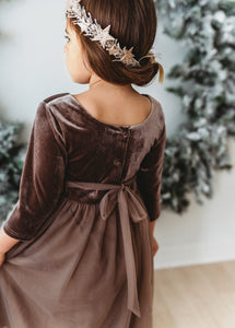 Gracie Tulle Dress (mocha velvet)