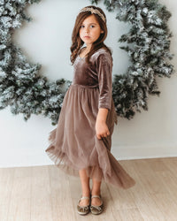 Gracie Dress (mocha velvet tulle) FINAL SALE