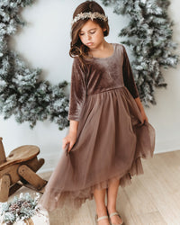 Gracie Dress (mocha velvet tulle) FINAL SALE