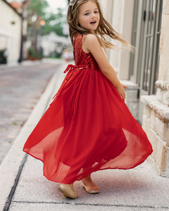 Noelle Chiffon Dress (red)