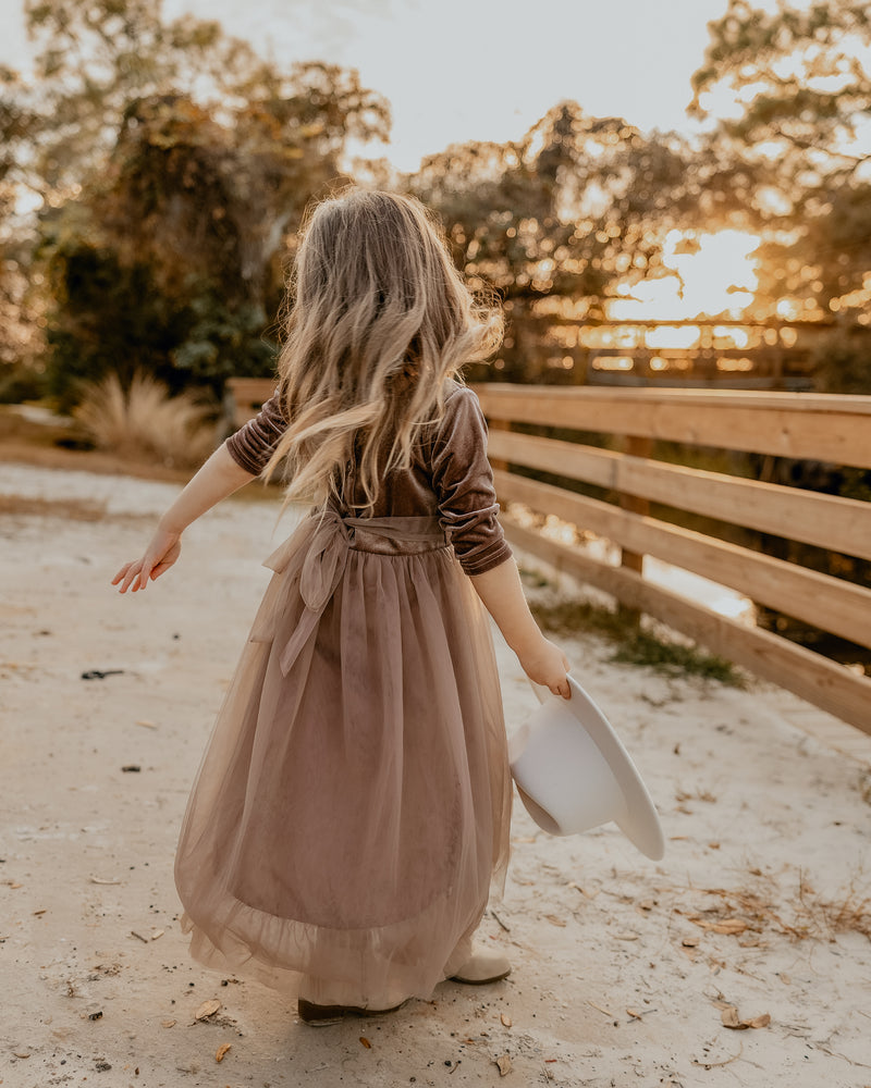 Gracie Tulle Dress (mocha velvet)