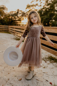 Gracie Dress (mocha velvet tulle) FINAL SALE