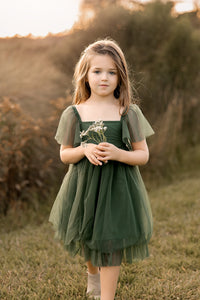 Fawn Tulle Dress (cypress green)