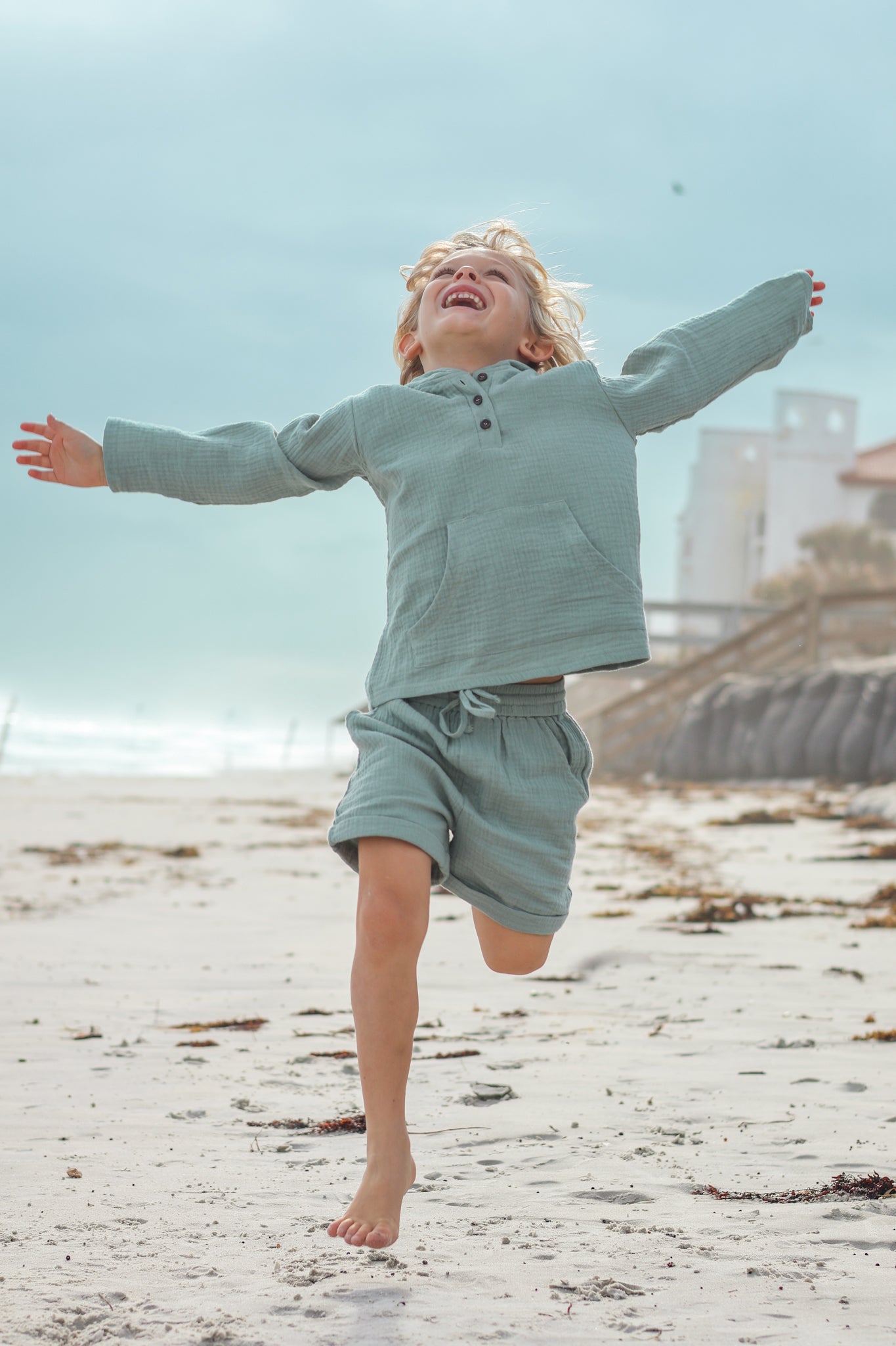 INDIE BLUE Boys Knox Hoodie (soft teal muslin)