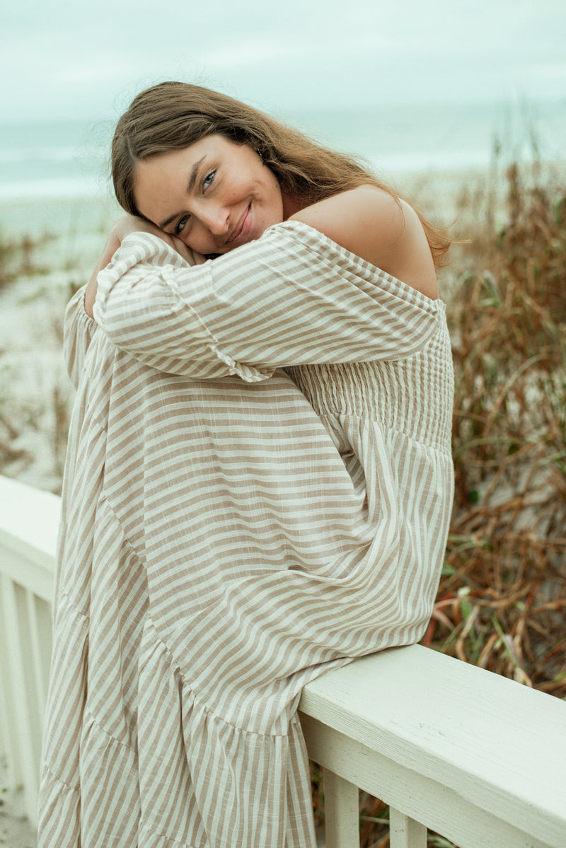 Women's Pippa Maxi (driftwood stripe linen)