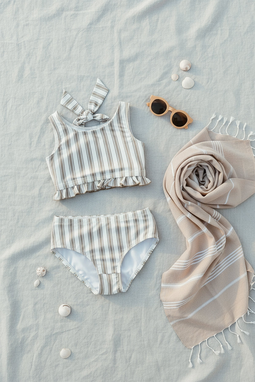 INDIE BLUE SWIM Scoopback Set (ash stripe)