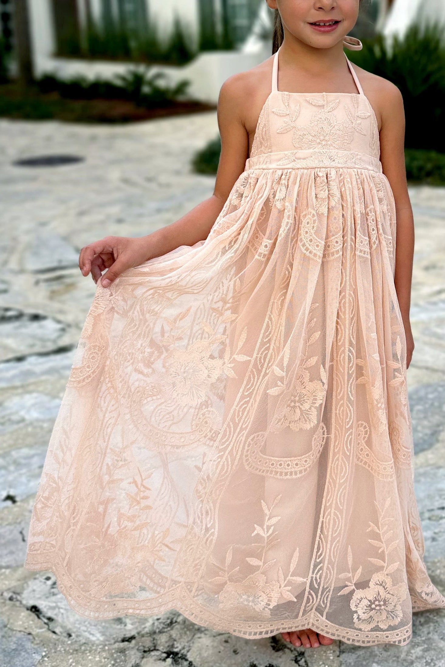 Madeline Lace Dress (natural pink) – INDIE BLUE