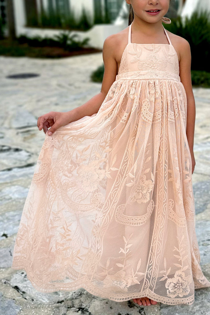 INDIE BLUE Dresses Madeline Lace Dress (natural pink)