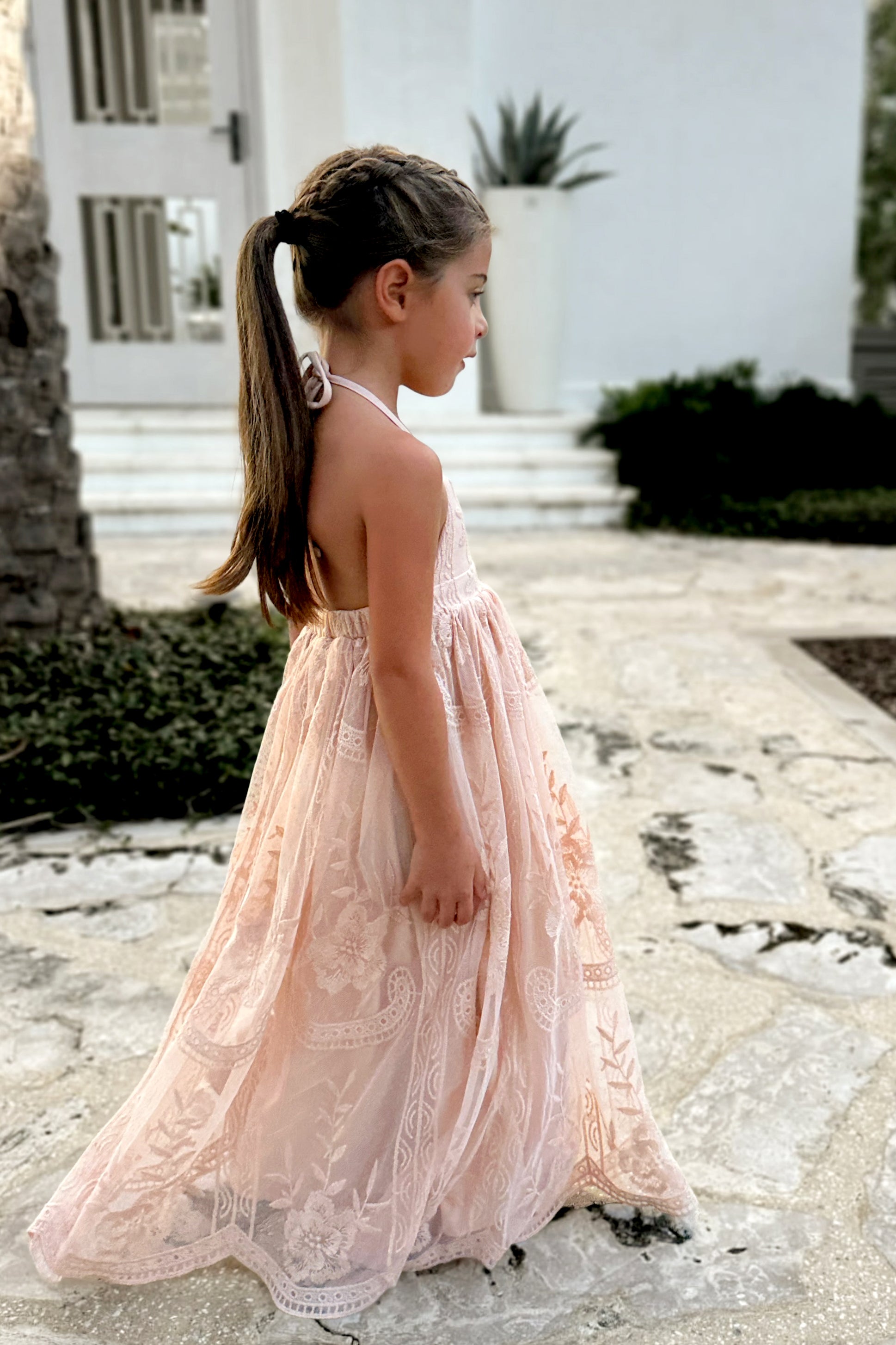 Madeline Lace Dress (natural pink) – INDIE BLUE