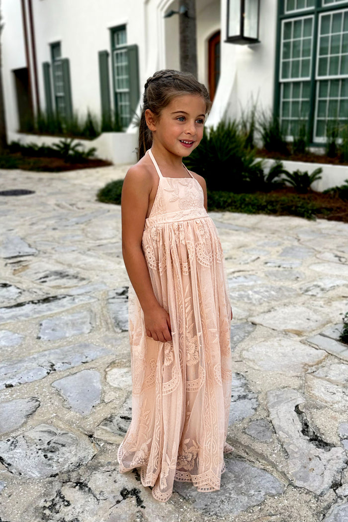 INDIE BLUE Dresses Madeline Lace Dress (natural pink)