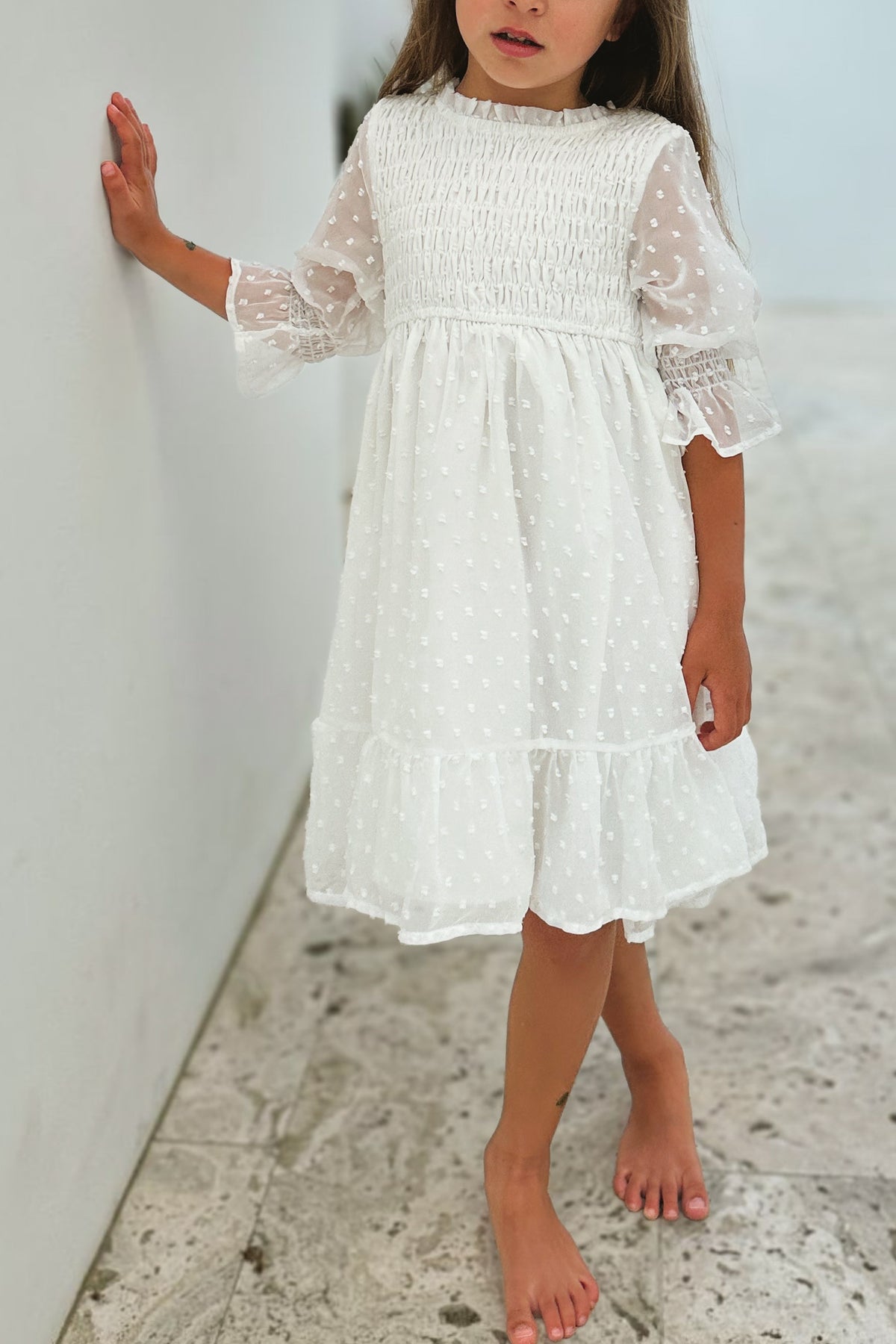 Celine Dress (soft white swiss dot) FINAL SALE