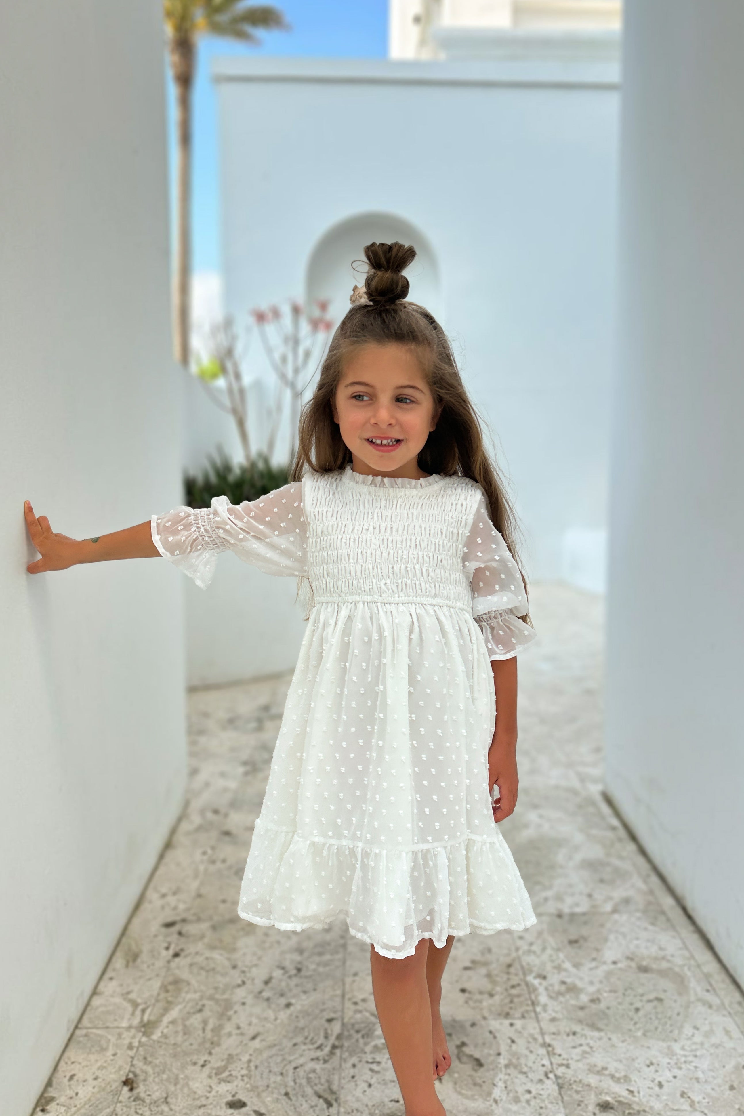 Celine Dress (soft white swiss dot) FINAL SALE – INDIE BLUE