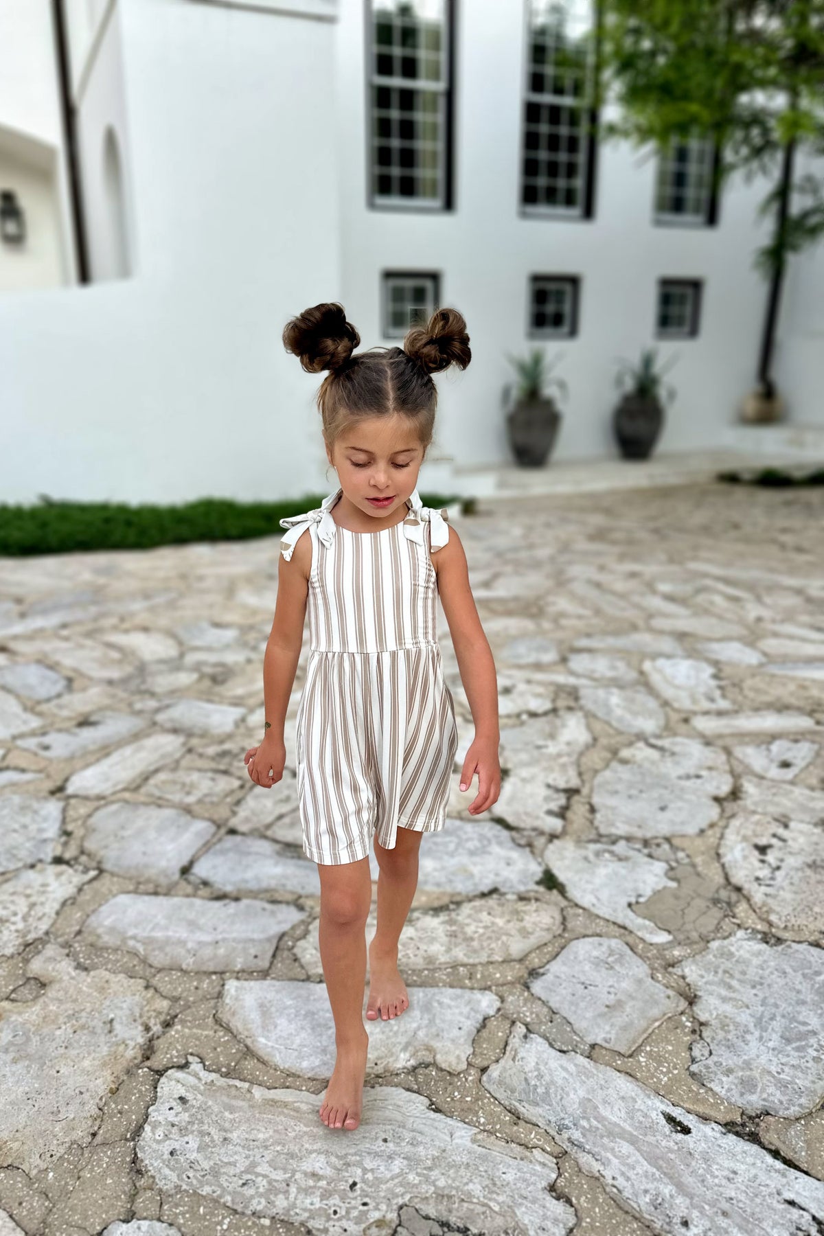 Rita Shortie Romper (ash stripe)