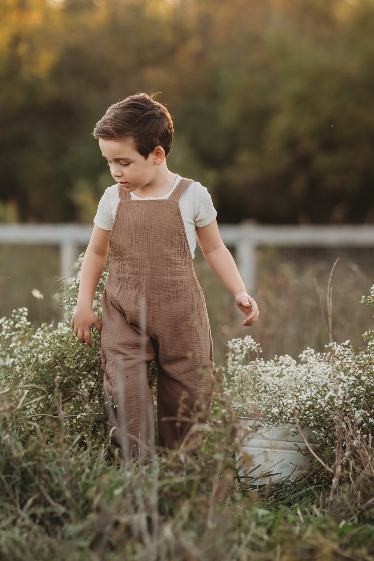 SS Boy's Romper Grady Romper (mocha muslin)