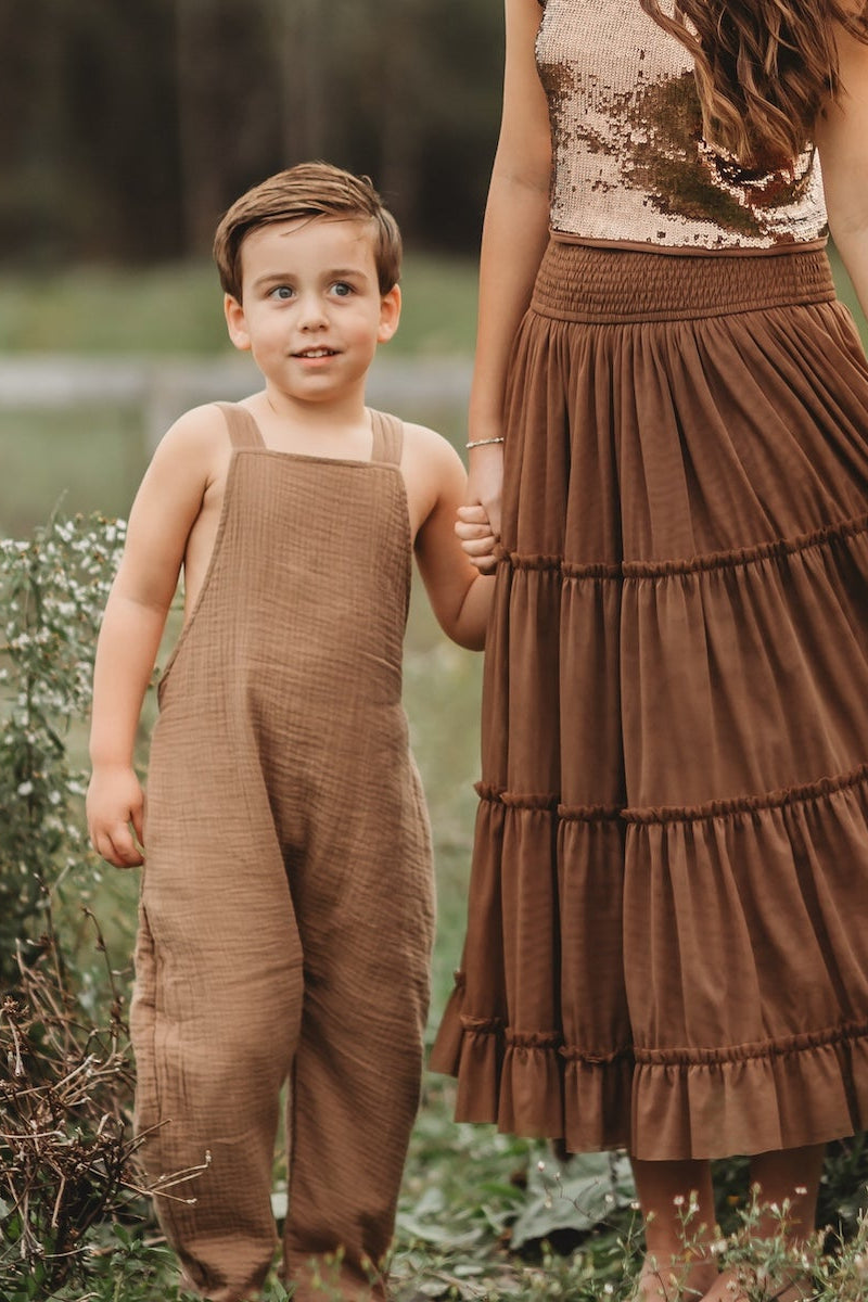 SS Boy's Romper Grady Romper (mocha muslin)