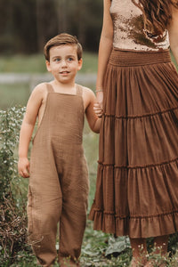SS Boy's Romper Grady Romper (mocha muslin)