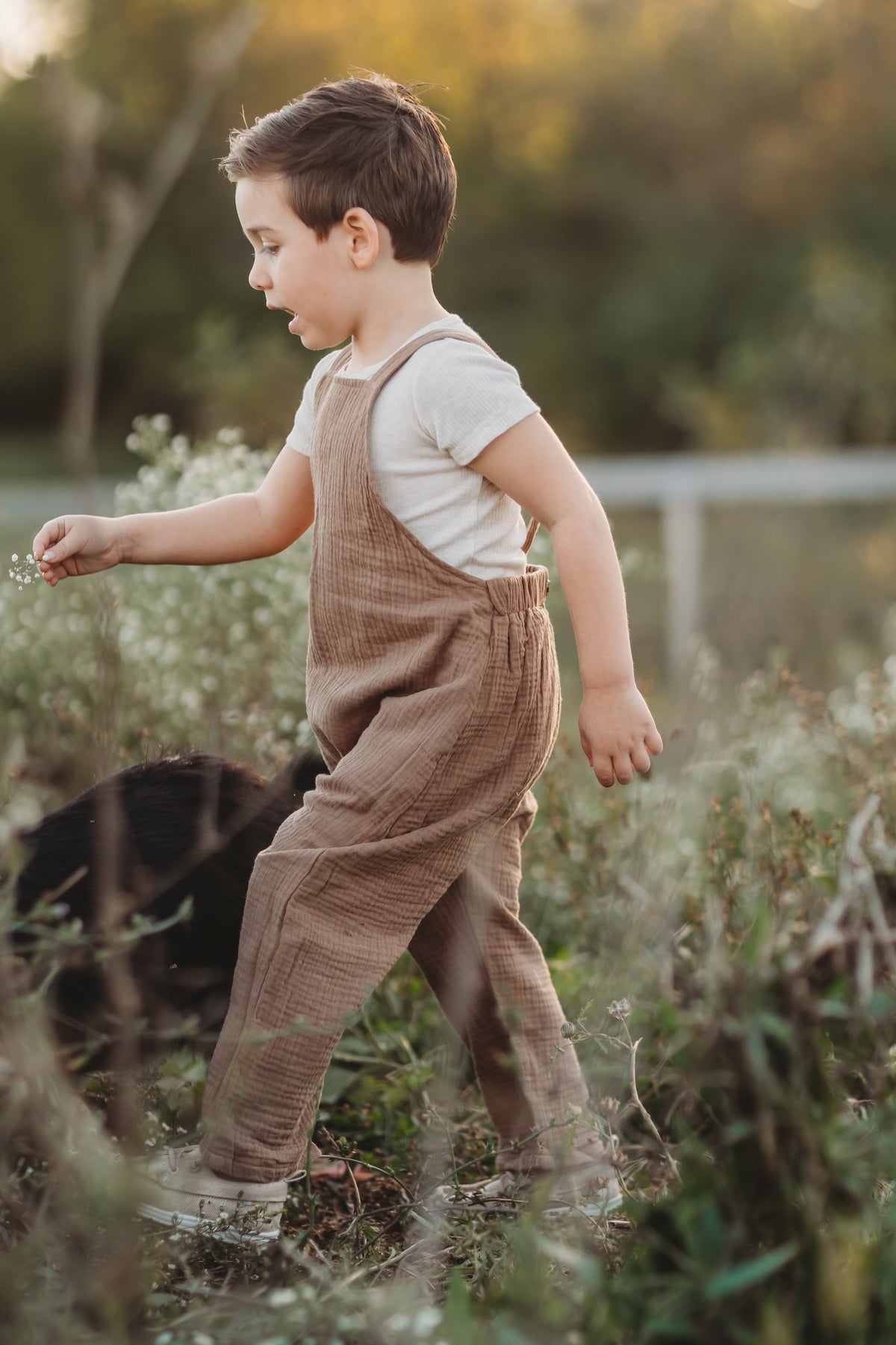 SS Boy's Romper Grady Romper (mocha muslin)
