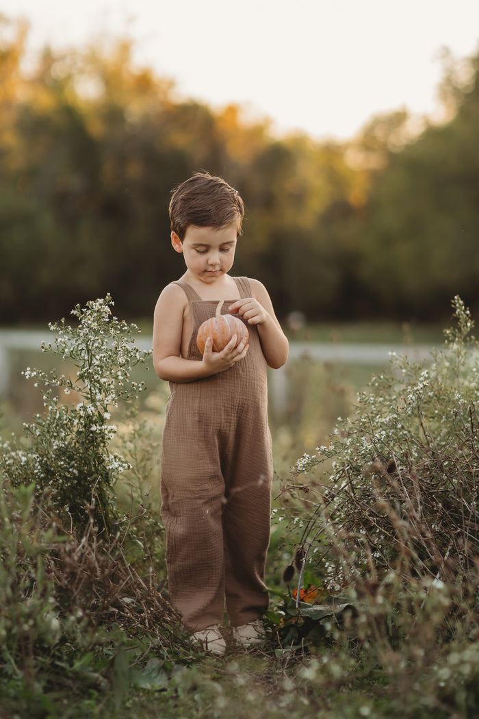 SS Boy's Romper Grady Romper (mocha muslin)