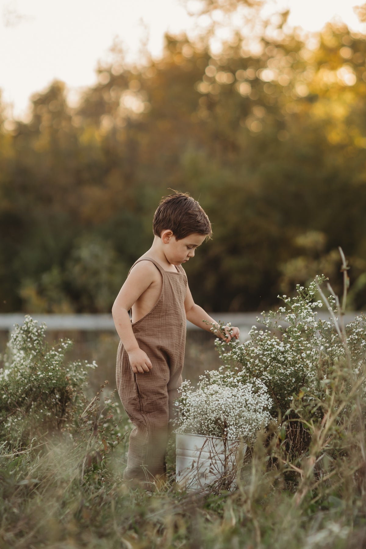 SS Boy's Romper Grady Romper (mocha muslin)