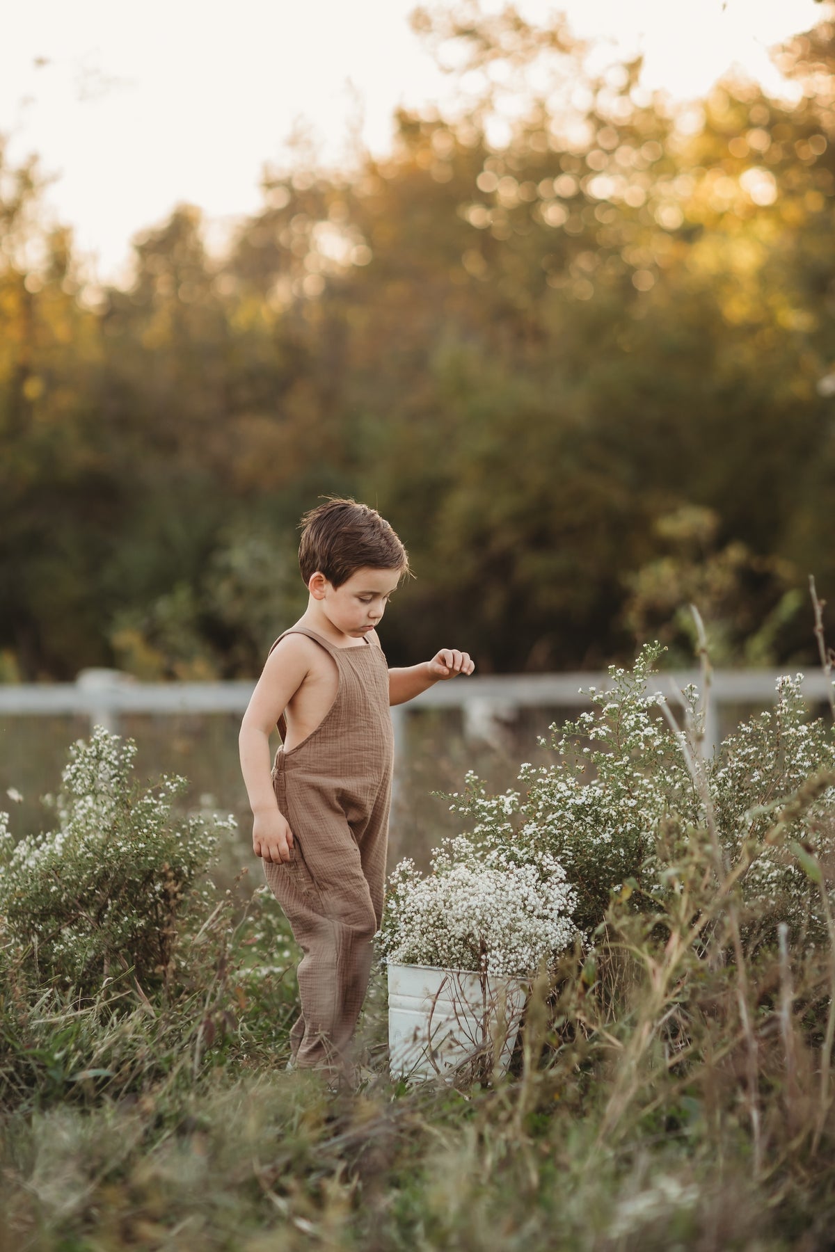 SS Boy's Romper Grady Romper (mocha muslin)